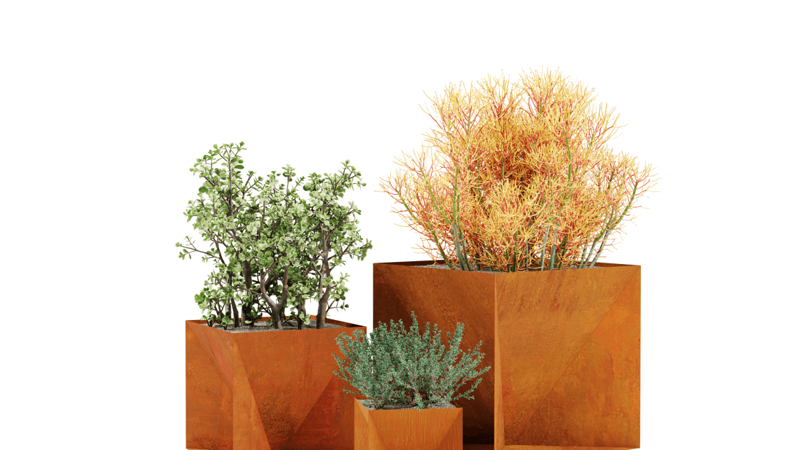 Pyramidikuutio – ainutlaatuinen Corten-ruukku