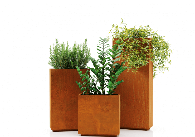 Suorakulmaiset Corten-teräsruukut – mukautuvuutta ja tyyliä