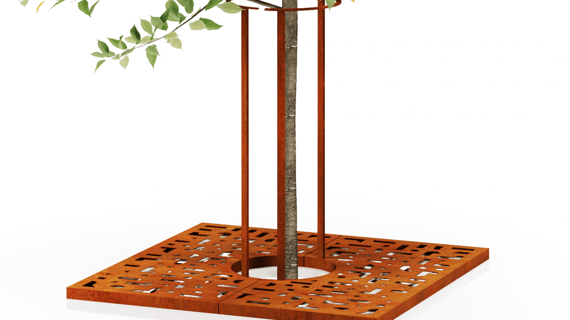 Neliömäinen puun juurisuoja käsinojalla – Tehokasta suojaa kaupunkipuille